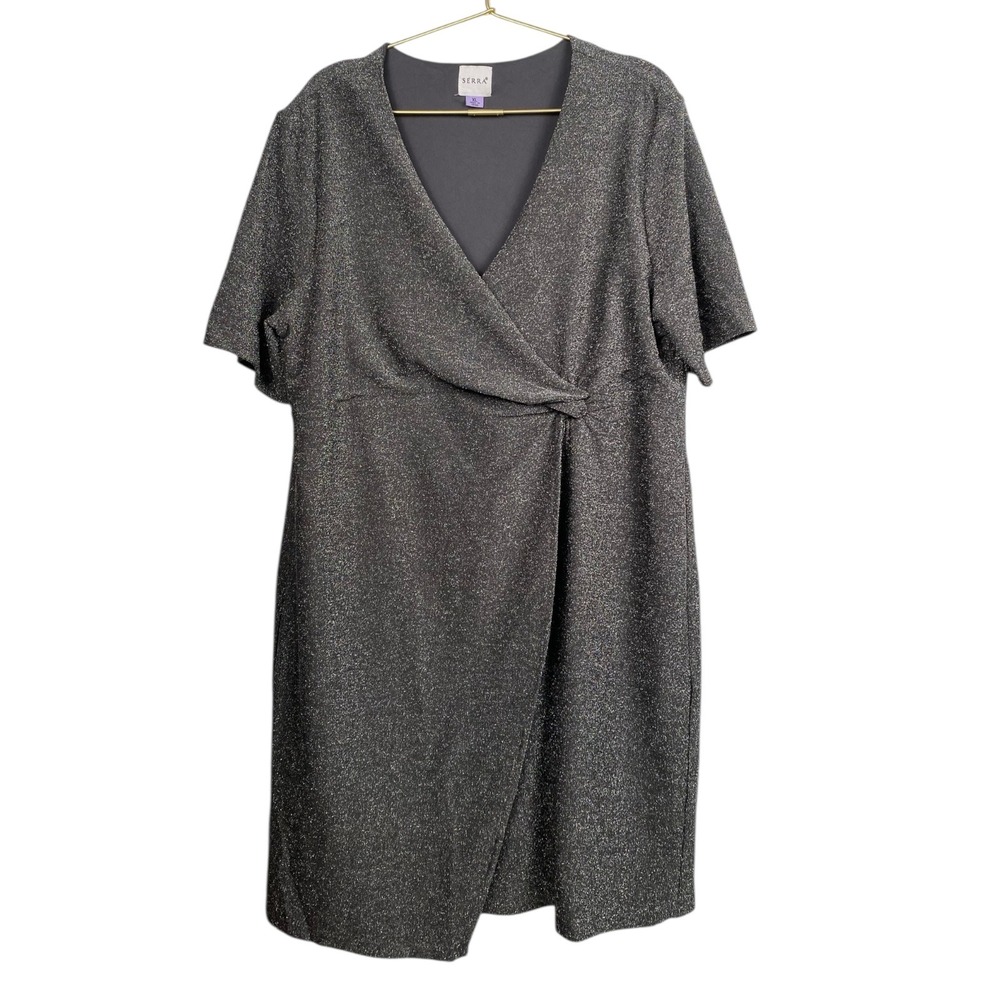 Serra Sparkly Party Dress V-Neck Short Sleeve Sheath Dress XL